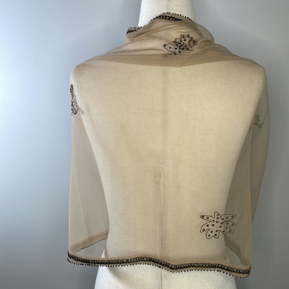 PRESTON & YORK sheer beaded shawl | wrap - Picture 6 of 8
